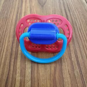 Vintage Orthodontic Pacifier Colorblock Luv N' Care Red Blue 6 Months Binky